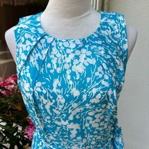 TALBOTS. Silk & Cotton Sleeveless, Printed Midi Dress. Size 8. Fully lined.